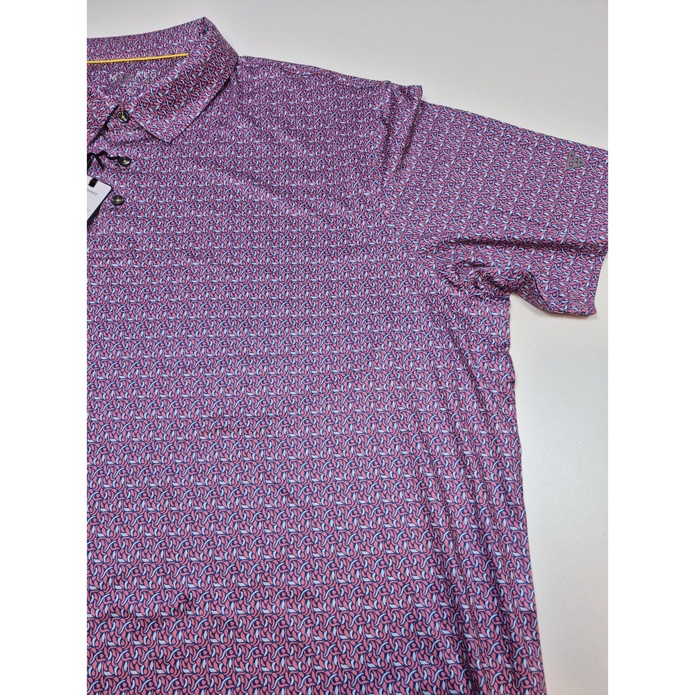 Maelreg Performance Polo Shirt AOP Mens 4XL Pink Big & Tall Geo Stretch Golf - Picture 2 of 12